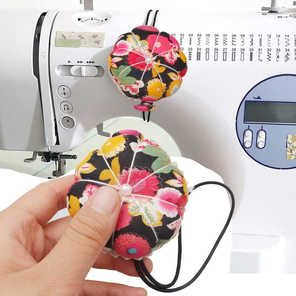 Pincushion with Wrist or Machine Strap- Cream Floral